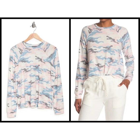 💕PJ SALVAGE💕 Long Sleeve Printed Raglan Top Camo - Picture 2 of 9